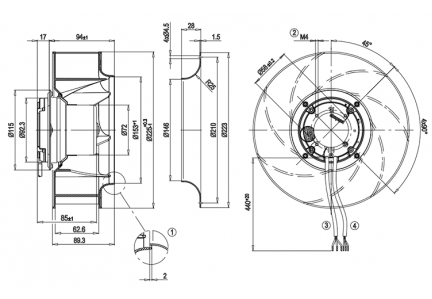 R3G225-AE17-11 R3G225-AE17-C01 /03 230V AC Air Purifier EC Frequency Conversion Motor Centrifugal Cooling Fan